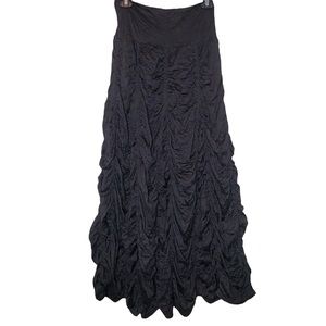 Boho Maxi Tiered Black Skirt M Steam Punk Stretch Waist